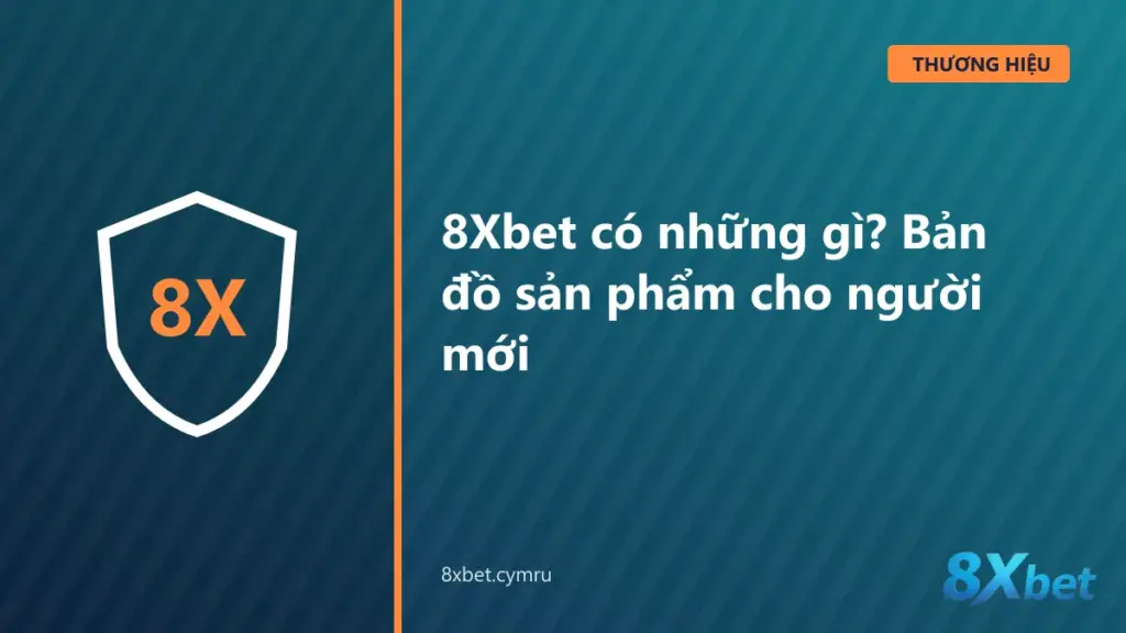 Bản đồ các sảnh sản phẩm trên 8Xbet gồm thể thao, live casino, slot, bắn cá và xổ số