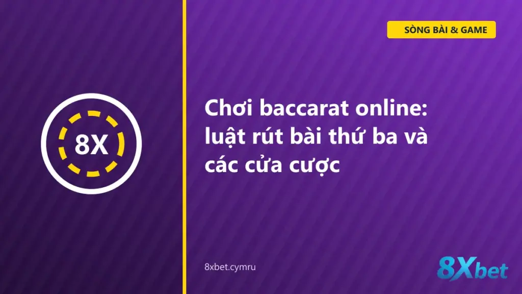 Bàn baccarat trực tuyến với hai ô Player và Banker, lá bài thứ ba đang được người chia lật ra
