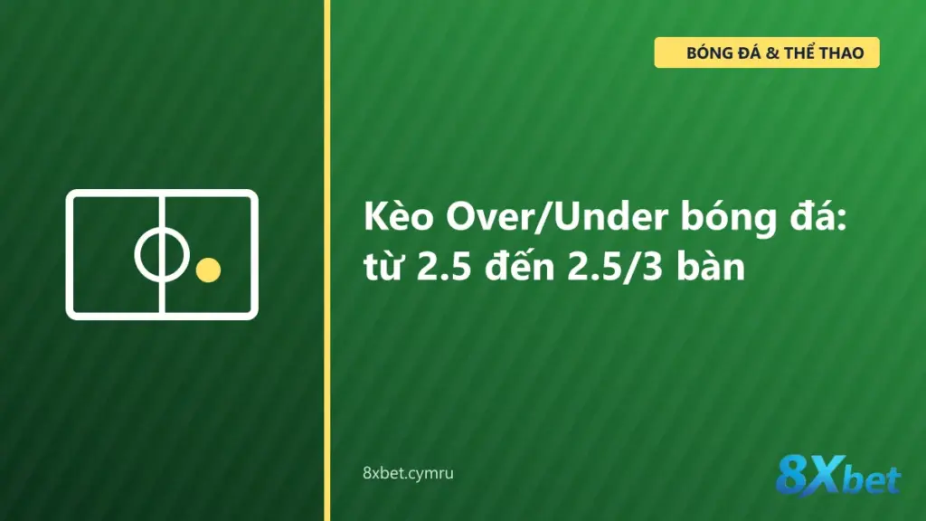 Bảng kèo Over/Under bóng đá với các mốc 2.25, 2.5, 2.75 và kết quả theo tổng số bàn