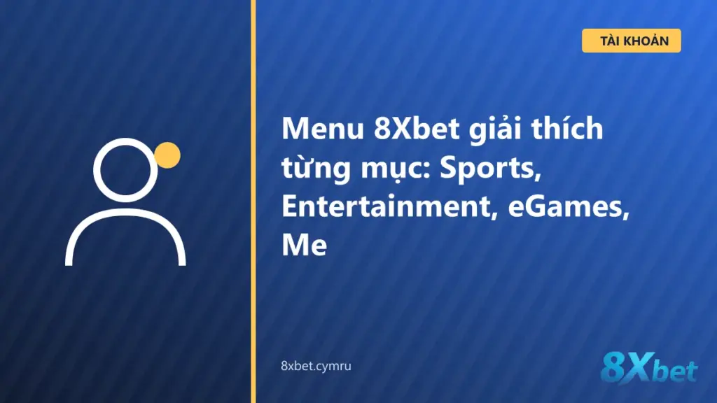 Thanh menu bên của 8Xbet với các mục Sports, Live, Entertainment, eGames, History và Me